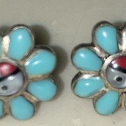925/ Turquoise in opal earrings/ VINTAGE