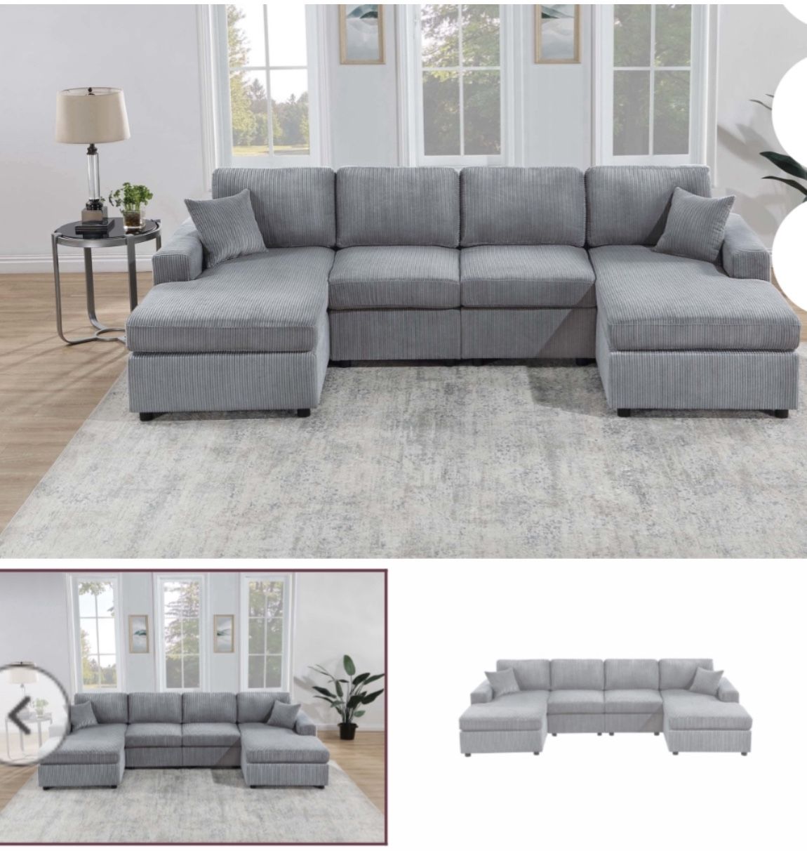 $649-4Piece Convertible Sectional Sleeper Sofa ,Chaise Storage ,Sofa Storage & USB Ports 98” x 103” x 61” x36”H