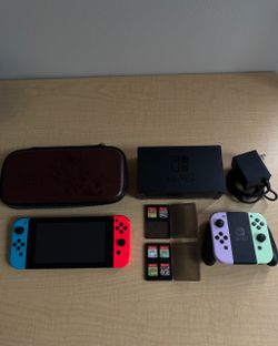 Nintendo Switch Bundle + 6 Games + 4 Joy-Cons + Carrying Case