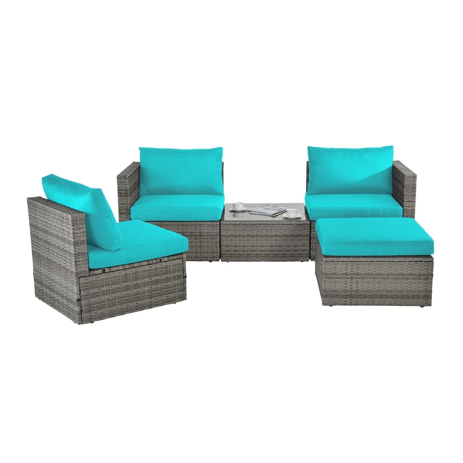 5pc Outdoor Patio Furniture Sectional Couch Set