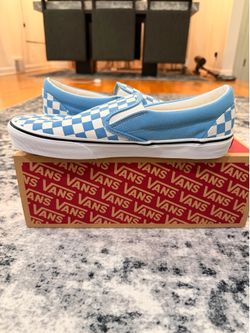 Blue and white checkered vans