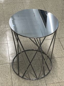 West Elm Round Metal Accent End Side Table Mirror Finish Top 16” x 20” H