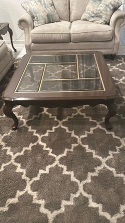 Wood glass coffee table