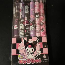 Brand New Kuromi Gel Pen Set 6 Pens 