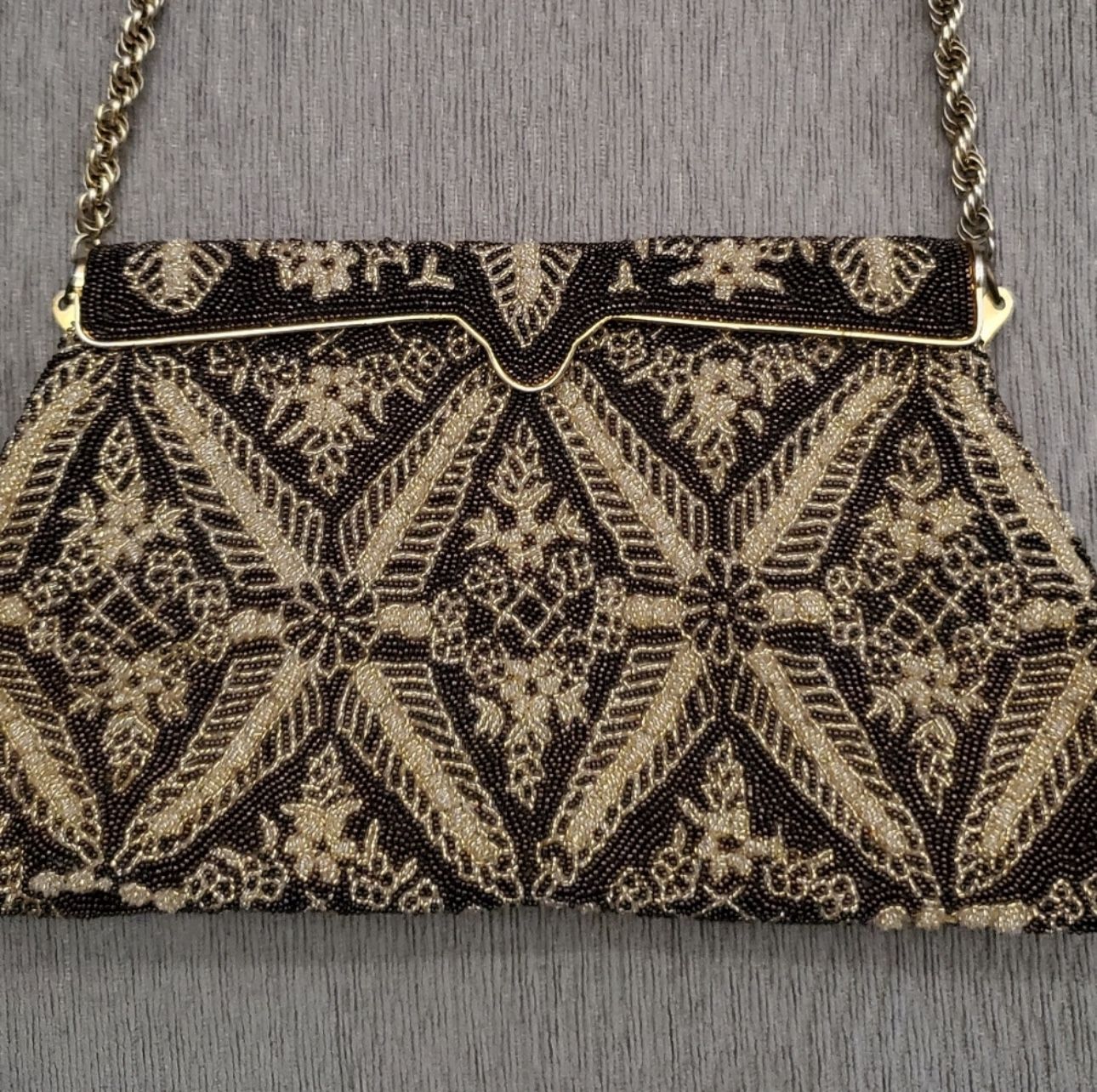 Beaded Gold Rope Chain Strap Purse