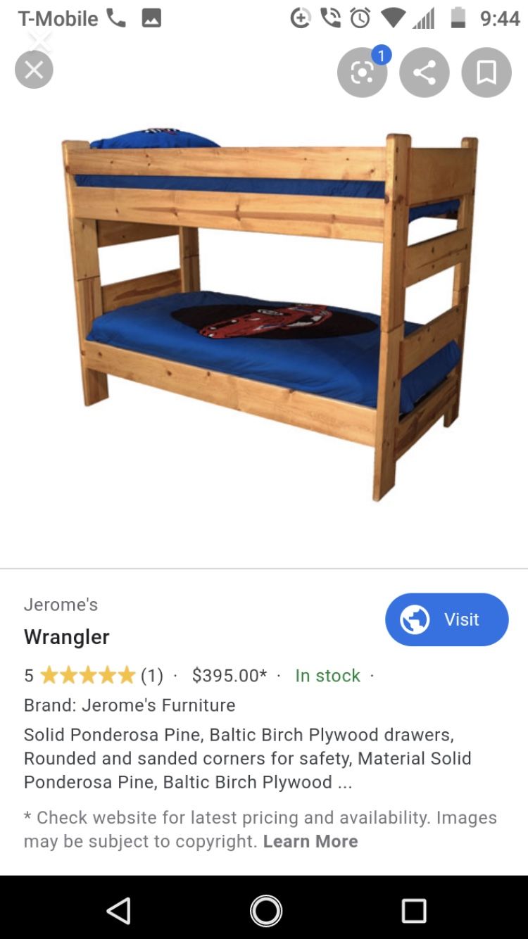 Wood bunk bed