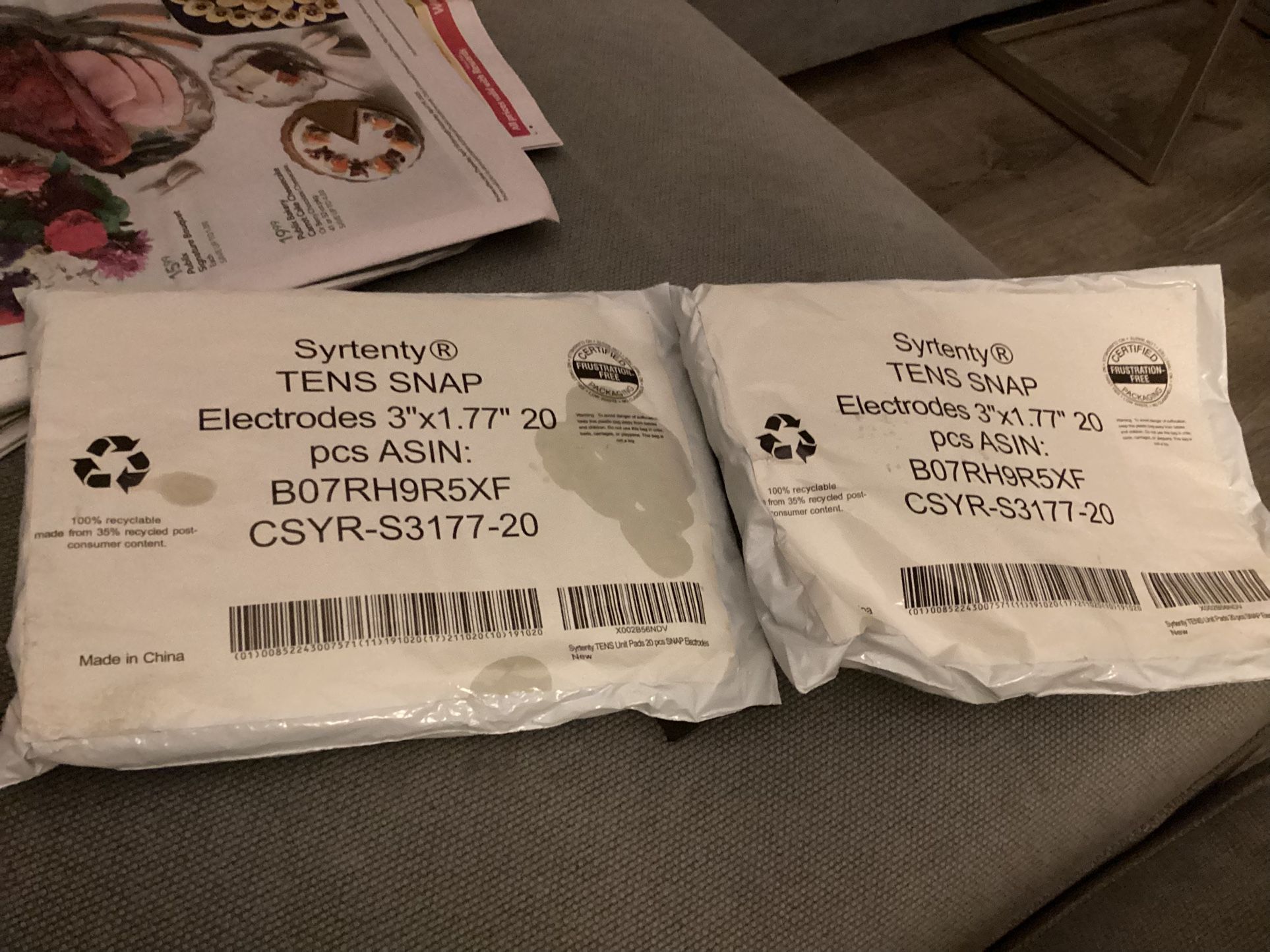 Syrtenty 10 Snap Electrodes 3" x 1.77" 20 pieces 2 pkgs 40 total