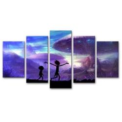 Large Modern Wall Art Canvas Print Decor Large 5 Piece Abstract Purple Fantasy Landscape Picture Framed Artwork Ready to Hang for Living Room Home  Wa