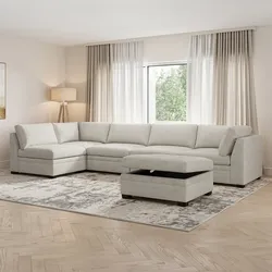 Costco Thomasville Tisdale Modular Sectional 6-piece Taupe with Storage Ottoman $300/6pcs