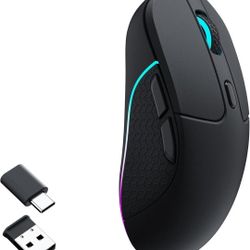Wireless Mouse, PAW3395 Sensor with Programmable Macro Button 26,000 DPI Supports 2.4 GHz/Bluetooth 5.1, 79g Ultra-Light Ergonomic Design Up to 70 Hou