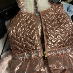 Girls Gold Color Hoodie Vest Size 3 Very Cute Perfect For Winter 