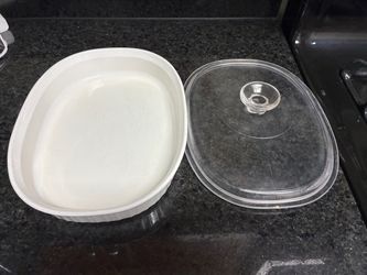 White CorningWare Casserole Dish with Glass Lid