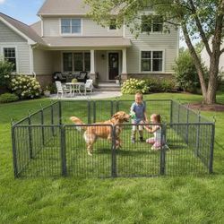 32 in. W x 40 in. H 16-Panels Metal Garden Fence Heavy Duty Foldable Dog Pens Outdoor Dog Fence Dog Playpen