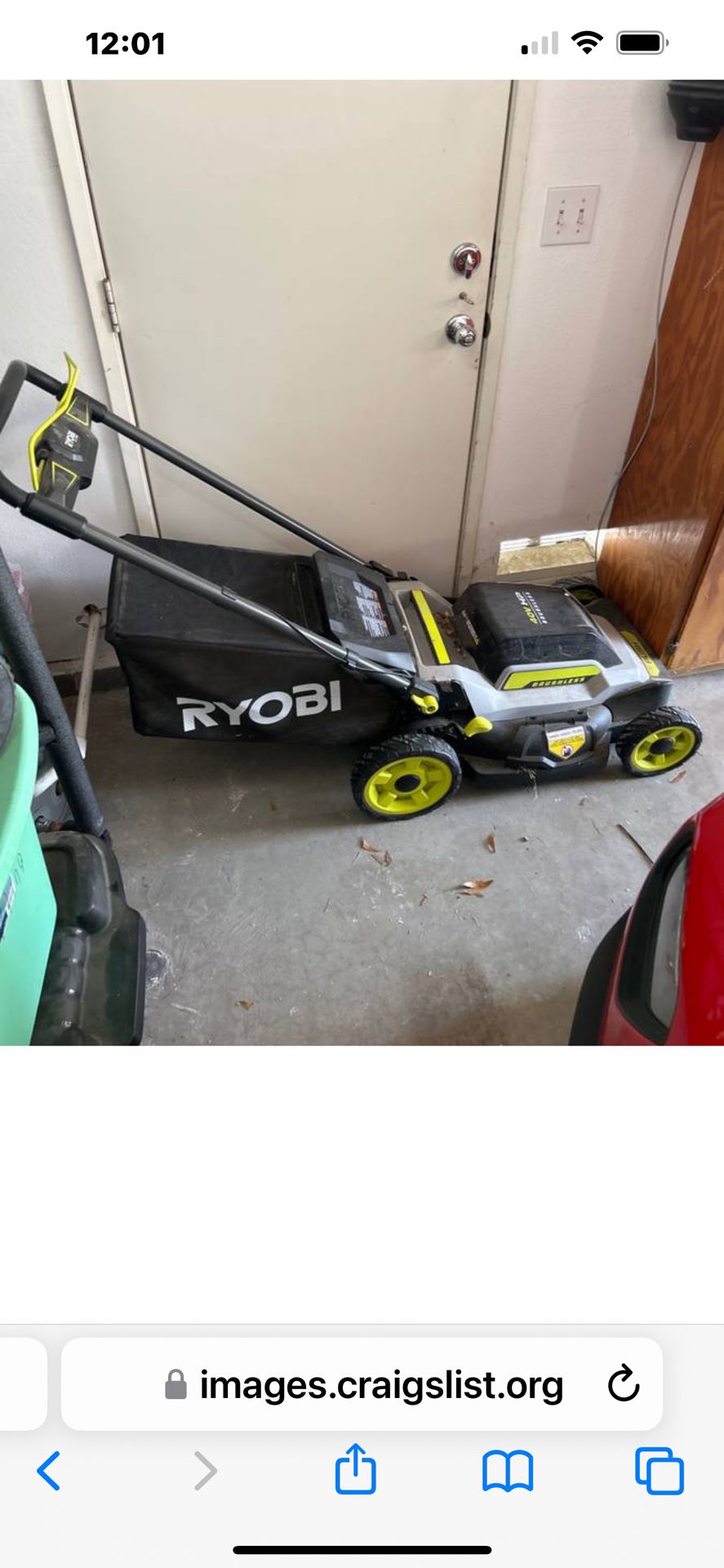 Ryobi Weed eater, Battery, Charger, and Extra String 