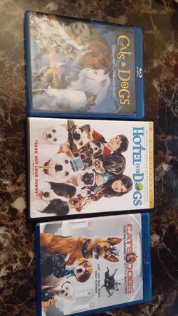 3 different Dvd's blu ray cat & dogs #1, cat & dogs #2, dvd hotel for dogs.