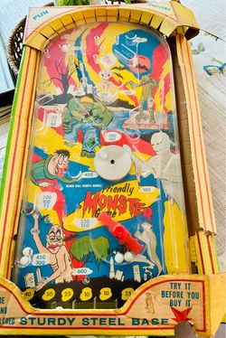 Vintage 1960s Wolverine Firendly Monster Pinball Game No. 154 - Works W/Box