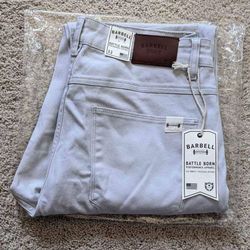 NEW Barbell Apparel men's chinos chino pants fit style gray color 32" waist 34" length WITH TAGS