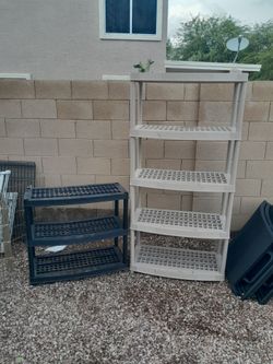3 or 5 Tier Plastic Utility Shelving Units $17-$30 each See All Photos Read Description