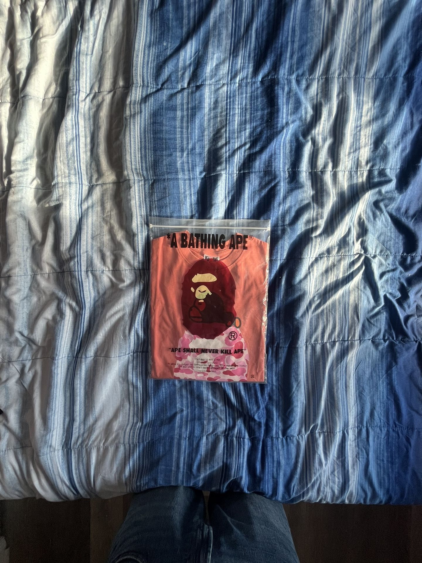 White and pink camo Bape head shirt