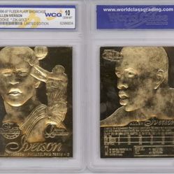 1996 ALLEN IVERSON FLEER FLAIR ROOKIE 23K GOLD CARD - Graded GEM MINT 10