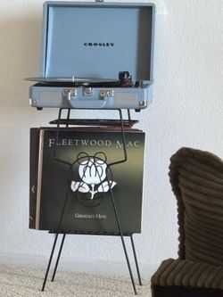 Record player with records and rack