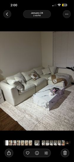 Modern Cream Boneless Modular Sectional Sofa + Ottoman | Lightweight | OBO