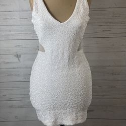 BEBE White Sequined Wedding Rehearsal Dress Size XS