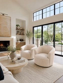 New! Boucle Swivel Accent Chairs (Set of 2)