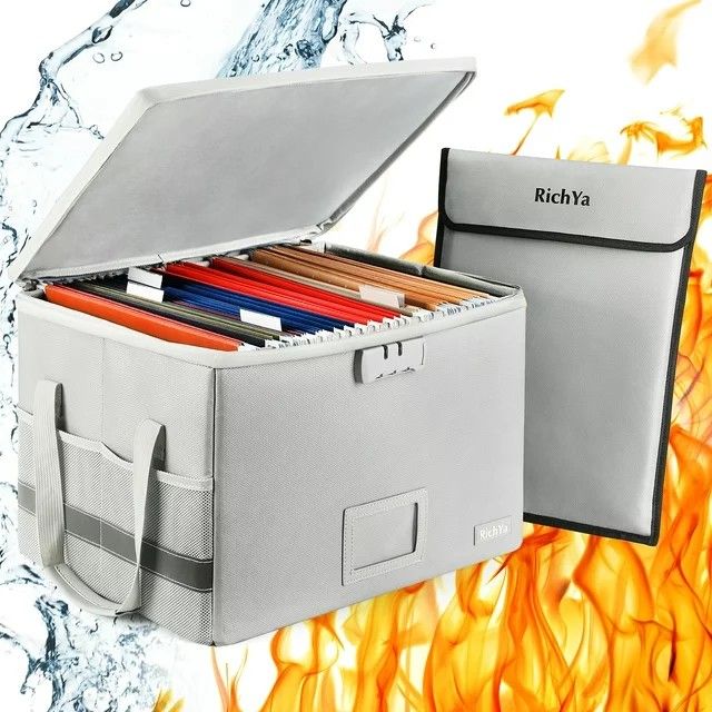 RichYa
Fireproof Document Box with Lock, Foldable File Box, with Handles, Waterproof and Fireproof File Storage Box, for Storing Important Items