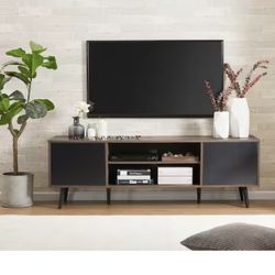 Black and Brown TV Stand with Adjustable Shelf Fits TV's up to 65 in. with Cable Management