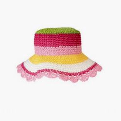 Gymboree Straw Crochet Bucket Wide Brim Sun Hat Pretty Lady Collection Brand New