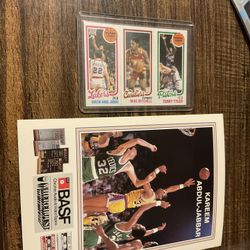 1980 Topps & 1984 BASF Kareem Abdul-Jabbar Basketball Cards Los Angeles Lakers Legend HOF 