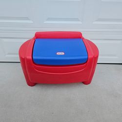 Classic Little Tikes Plastic Toy Box / Storage Chest Red & Blue