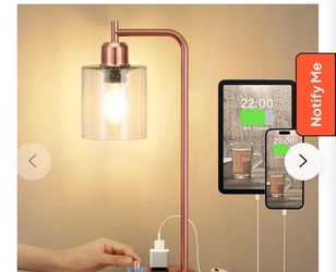 Innqoo Copper Industrial Bedside Table Lamp For Bedroom - Nightstand Lamps With Usb C Charging Port, Fully Dimmable Black Ports