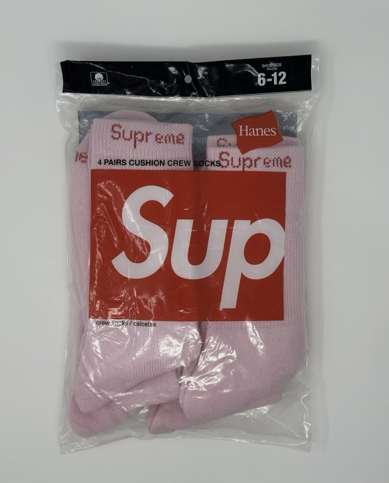 Supreme Hanes Crew Socks (4 Pack) Pink