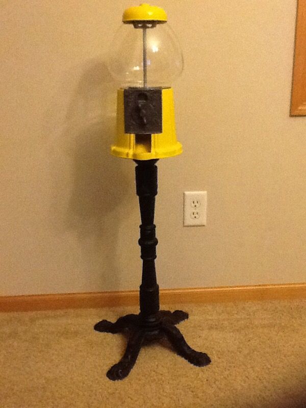 Vintage Carousel Gumball Machine with Cast Iron Stand