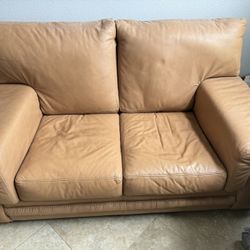 Brown/orange Leather Couch