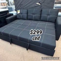 Black Convertible Sleeper Sofa With Pull Out Bed 