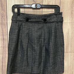 Ann Taylor size 2 mini skirt grey belt buttons