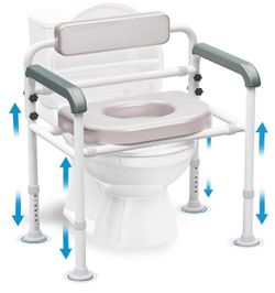 Lamorland Adjustable Padded Toilet Seat Riser with Handrails