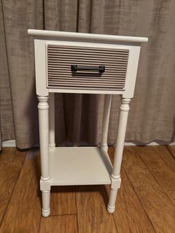 Accent Table - Two-tone white and natural brown