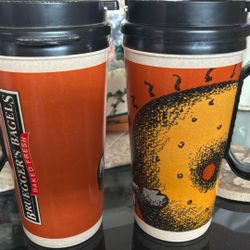 2 BRUEGGER’S  BAGELS, Coffee Travel  Mugs W/lids