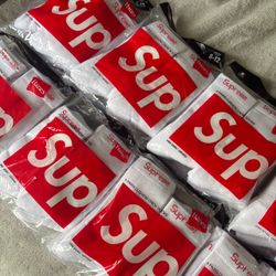 white supreme socks
