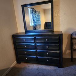 Dresser With Mirror Dark Brown 