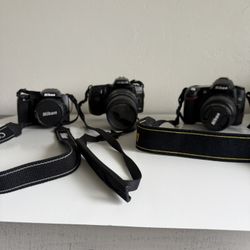 3 Cameras Lot Nikon D80 + Coolpix P500 + Minolta w/ Lenses AS-IS