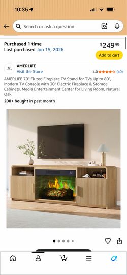 Tv console with fireplace