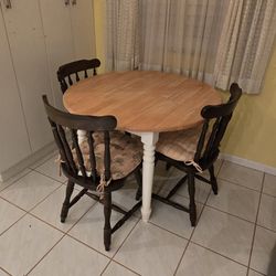 40" Round Solid Wood Farmhouse Dining Table with 3 Windsor Chairs