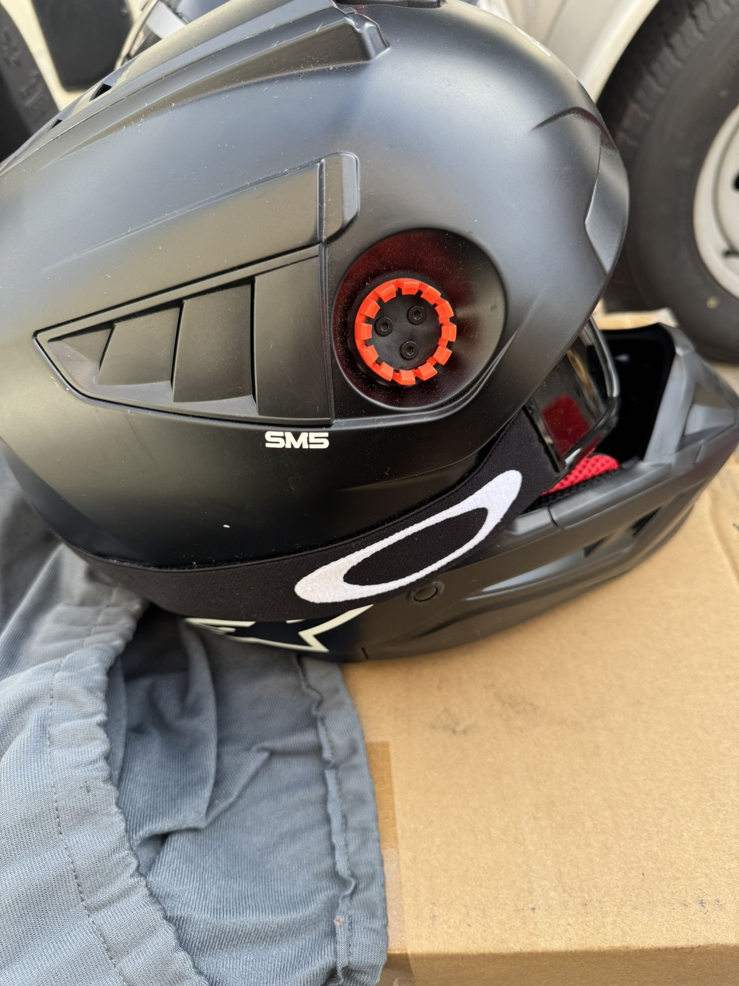 Motorcycle Helmet With Oakley Eye Wear And Wireless Ear Piece