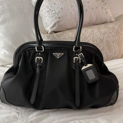 Prada Nylon And Leather Bag