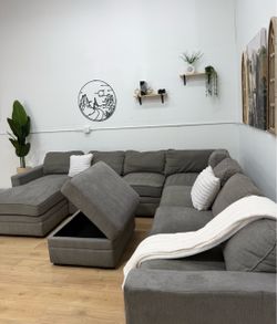 Gray Sectional Couch and Ottoman Free Delivery